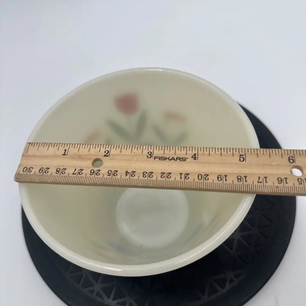 VTG Fire King Oven Ware Tulips on Ivory 4